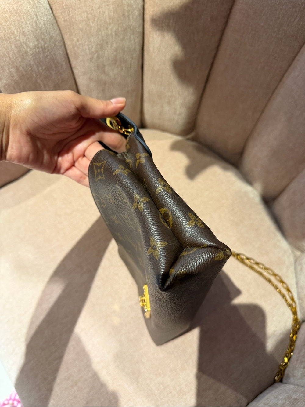 Louis Vuitton Brown Monogram & Black Leather Chain Shoulder Bag - Picture 9 of 14